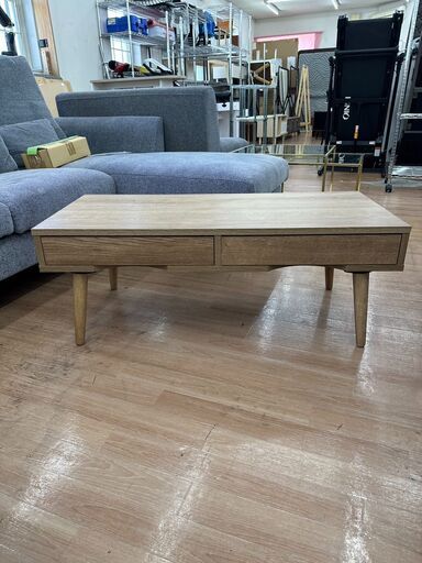 【展示品・未使用品】ローテーブル リビングテーブル ローデスク 引き出し付き 収納付き 無垢脚 センターテーブル 幅100cm 参考価格12,990円自社配送時代引き可※現金、クレジット、スマホ決済対応※