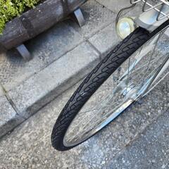 ママチャリ　２７インチ　フジ自転車　３変速　カゴ　自動ライト　カギ　付き　シルバー　配達可能