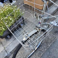 ママチャリ　２７インチ　フジ自転車　３変速　カゴ　自動ライト　カギ　付き　シルバー　配達可能