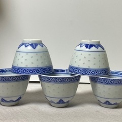 蛍焼湯呑 　景徳鎮　高級中国陶器　5個セット