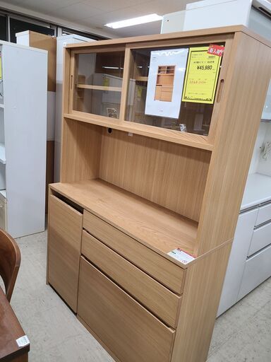 J4724　MUJI　無印良品　良品計画　木製カップボード　オーク材　ナチュラル　クリーニング済　【リユースのサカイ柏店】　参考価格89,900円