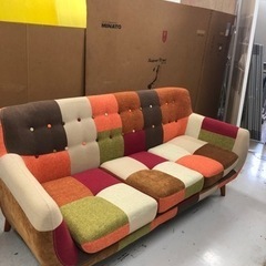 🛋️カラフルパッチワーク3人掛ソファー🛋️