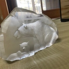 氷風　シロクマ置物　ガラス
