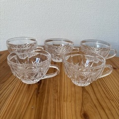 昭和レトロ　ガラス製　カップ5個セット　