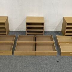 無印良品/MUJI スタッキングシェルフ カスタム品 専用引出4つ オーク材 オープンラック 収納家具 間仕切 中古家具 店頭引取歓迎 R8323