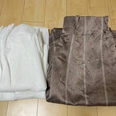 ブラウンカーテン(白カーテン2枚セット)2枚組