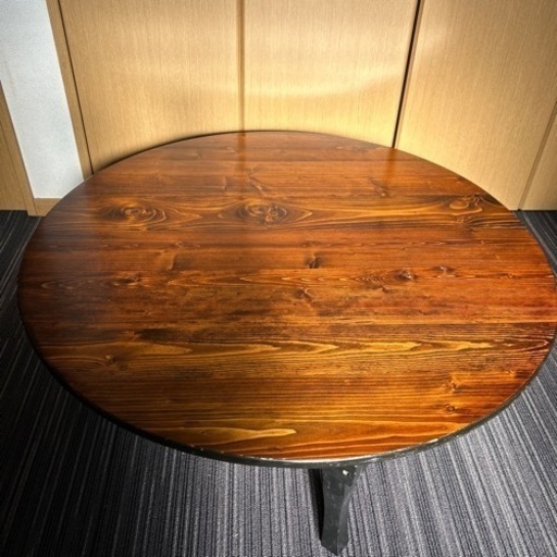直径90cm 木製 折り畳み円卓 丸型ちゃぶ台 昭和レトロ 古家具 古道具