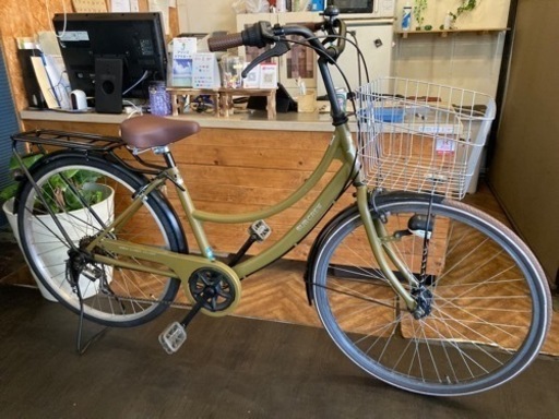 前輪チューブ・チェーン新品！】 LEDオートライト 6段変速 26インチ