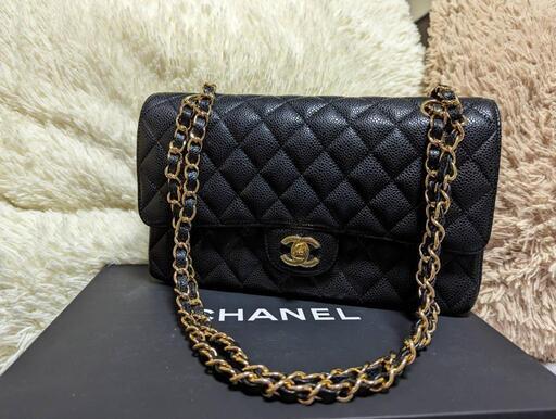 CHANELマトラッセ25cmキャビアスキン黒G金具☆CHANEL職人オーダー品