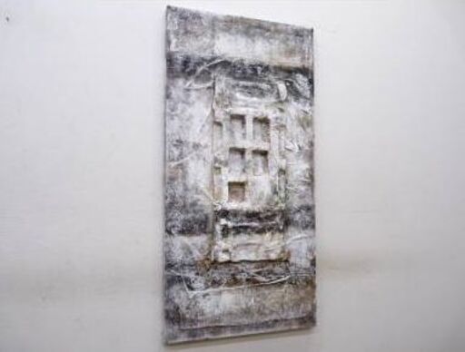 ◆北海道のホテルロビーに展示されていた名品です◆◆欧米コレクター間で注目の日本人アーティスト「Masahiro Narita」抽象立体絵画(直筆サイン入)
