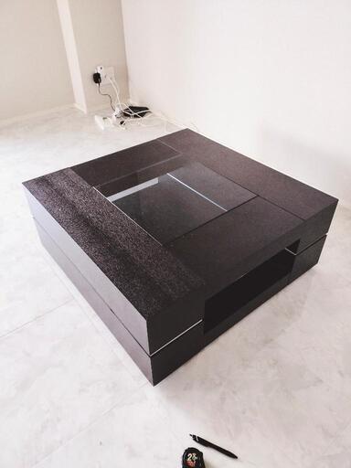 【配達可】センターテーブル ガラス天板  85×85×44.5 クリーニング済 管理番号:11705
