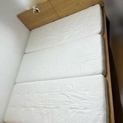 無印良品オークセミシングルベッド2つ&洗えるマットレスクイ…
