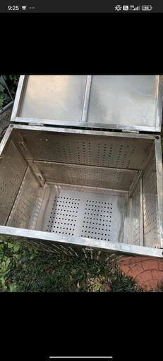 ゴミ箱 屋外ステンレス  高強度大型 ボックス ふた付き カラス避け150L