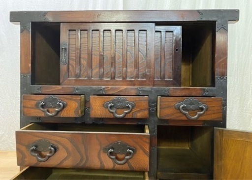 MC102【加賀箪笥】和箪笥 欅 ケヤキ 95cm× 40cm× 90cm 金具装飾  