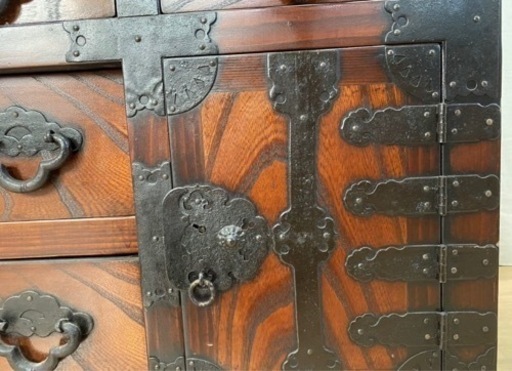 MC102【加賀箪笥】和箪笥 欅 ケヤキ 95cm× 40cm× 90cm 金具装飾  