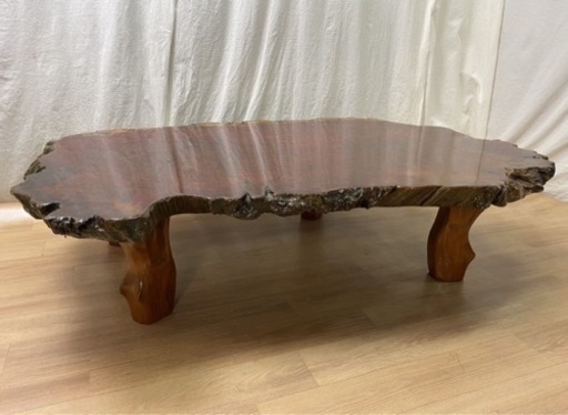 MD152【希少】花梨 瘤杢 座卓 幅130cm 厚さ5cm