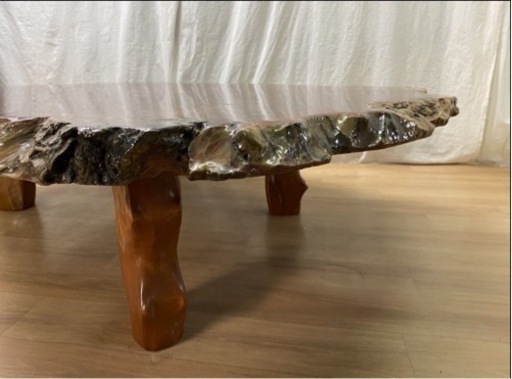 GMFH77○花梨材 瘤 玉杢 座卓 唐木 ローテーブル リビングテーブル