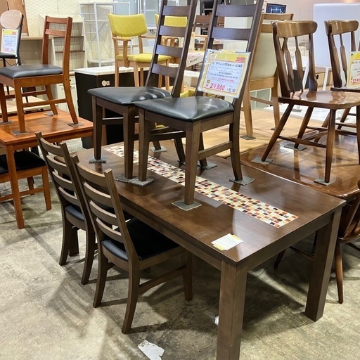 ダイニング5点セット モザイクタイル ダークブラウン色 良品