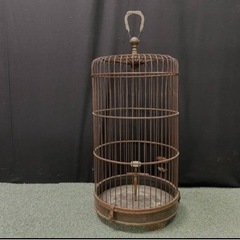 M17021【竹製 鳥かご】木製 鳥籠 高さ70cm 鳥吊り下げ式