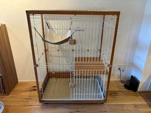 猫ケージ｜天然木製デザイナーズ 2段 ieneko