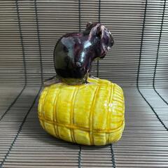 『九谷焼　俵ねずみ』焼き物　在銘　二代徳田八十吉　商売繁盛　子孫繫栄