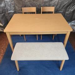ニトリ ダイニングテーブルセット 椅子+ベンチ 幅120cm×縦...