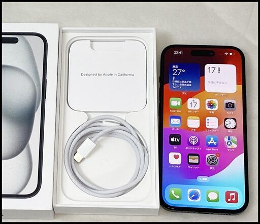 ほぼ未使用 iPhone15 128GB ブラック MTMH3J/A (Apple SIMフリー) 中古 