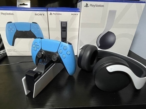 PS5 ALL 純正お得3セット！　ワイヤレスヘッドホン　コントローラー　スタンド！
