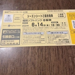 野球チケット2枚　6/14（金）ソフトバンクホークス✖️阪神　