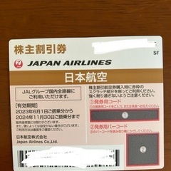 JAL　日本航空　株主優待券　有効期限2024年11月30日まで