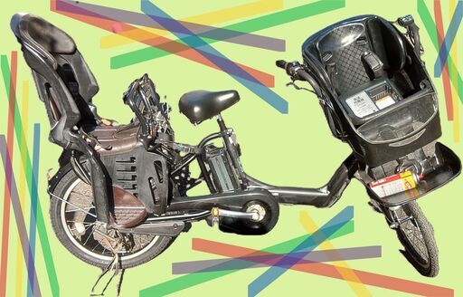 ｄ97土日もお子様と土足のままいろいろなタイプの電動自転車のご試乗可能です。  ️電動自転車・リサイクル専門店　　ご試乗をしてから、ご購入できます。  ２０インチ、チャイルドシート、２人乗り、３人乗り、１人乗り電動自転車  バカ良心的な電動自転車屋１００日間・安心の無料点検・️無料交換保証サービス付き  後ろチャイルドシートを大きめのかごに変更のオプション無料です。  バッテリーは新品の９０％以上の性能です。  １回の充電で３