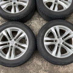 H516-1)225/60R17+エクストレイル17インチアルミ中古4本セット！7J-17+40