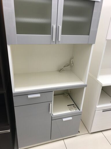 ★ジモティ割あり★ ㈱共和産業 レンジ台 ライトグレー H180.5×D45×W80.5 クリーニング済み HJ3172