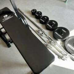 20503H07　ファイティングロード　ベンチプレスセット　ウェイト90Kｇシャフト　ダンベルバー×2　ベンチ　BY