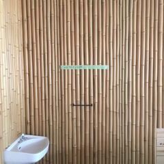 ＜店舗取り外し＞天然 竹材 和風 竹割 晒竹平割 / 高さ63～267㎝　約18ｍ分 / 壁 装飾 和柄 竹模様 茶室 竹垣 竹貼