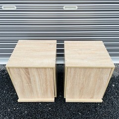 木製カラーボックス　扉付き収納箱　2個セット
