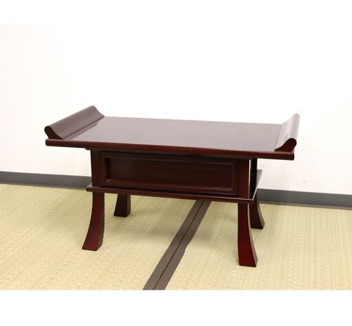 ≪U776-イ15ジ≫ 【在庫品】 経台/経机 木製 引き出し付き 幅61㎝/高さ33㎝ 仏具/仏壇 供養台/供物机/御供机/経卓 法事/法要