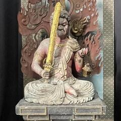 不動明王座像』木彫り 木造り 時代物 骨董品 高さ100cm 江戸時代