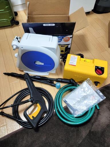 ツルミ セル付きエンジン高圧洗浄機防音 ガン・高圧ホース・給排水