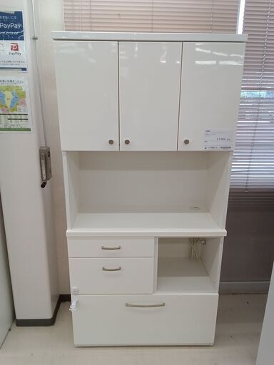 ★ジモティ割あり★  食器棚 ホワイト W88×D40×H180 クリーニング済み TC2954