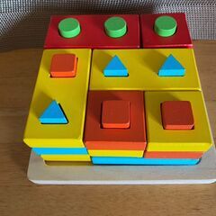 【知育玩具】　木製積み木パズル