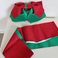 赤と緑の浴衣用帯 使用回数 数回 美品