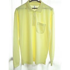 ■薄黄色・ドライ・UVカット長袖ポロシャツ・L（glimmer）