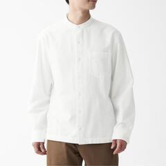 無印良品 新疆綿 フランネルスタンドカラーシャツ XL 白 