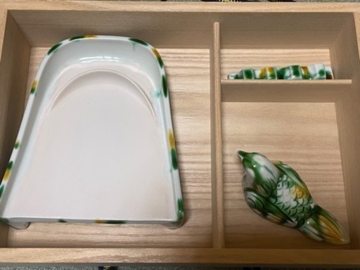 加藤卓男 正倉院復元 三彩 風字陶硯 水滴 筆架付 二