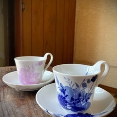 〈未使用品〉コーヒーカップセット(ブルー系＆ピンク系) 