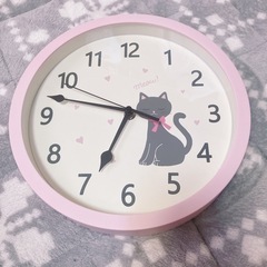 ニトリ　子供用時計 女の子ピンク掛け時計