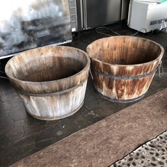 【引取り限定】木製桶2個セット　ヴィンテージ　中古