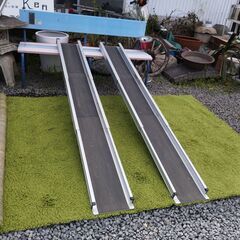株式会社 イーストアイ ワイドスライドスロープ 2ⅿ 2本セット コンパクト収納 アルミ製 介護 車いす用　/UJ-0915 1F