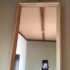 壁掛け木枠鏡
